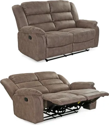 Produktbild von 2-Sitzer-Relaxsofa Couch Liegefunktion Federkernpolster Stoff Vintage Graubraun / 15133