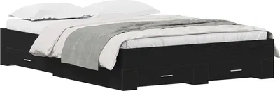 Obrázek produktu pro vidaXL Rám postele černý dubový vzhled 140 x 190 cm materiál na bázi dřeva