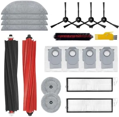 Produktbild von PromoHome® Zubehör für Roborock S8 MaxV Ultra – 19-teilig: 1 Satz Rollbürsten, 2 Filter, 4 Seitenbürsten, 6 Wischmopps, 4 Staubbeutel, 1