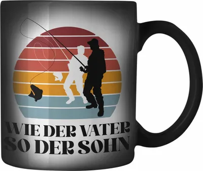 Produktbild von Trendation - Angler Farbwechsel Zauber-Tasse Geschenk Männer Sohn Spruch Lustig für Fischer Geschenkidee Angeln Becher (Schwarz)