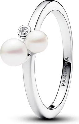 Image de Bague Pandora Duo avec perles d'eau douce cultivées traitées 193156C01 Bague pour femme, taille de bague : 52