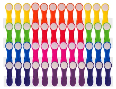 Produktbild von 48 Wäscheklammern im Regenbogen Design mit Softgrip Regenbogen-Weiß