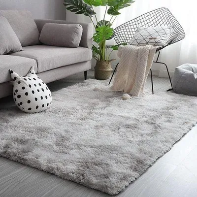 Productafbeelding van Famanu hoogpolig vloerkleed, 160 x 230 cm, grijs-wit, modern, zacht, geschikt voor woonkamer, kinderkamer, decoratie, slaapkamer, gang, als vloerkleed