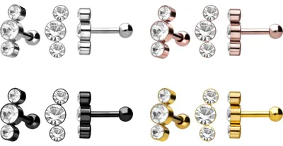 Produktbild von Ohrpiercing Chirurgenstahl Ohrpiercing 3 KRISTALLE