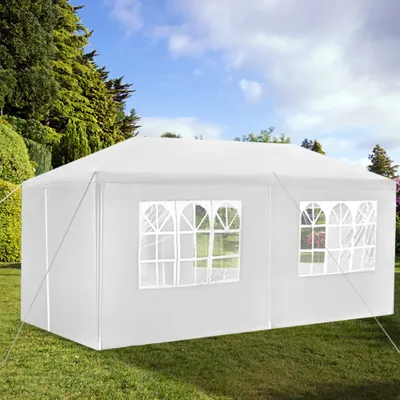 Obrázok produktu pre LARS360 3x6 m Pavilón Party Tent Tent Vodotesný festivalový stan Pivný stan Záhradný stan Vonkajší párty stan Záhradný pavilón UV ochrana s bočnými panelmi a oknami Zimný kempingový stan Biely