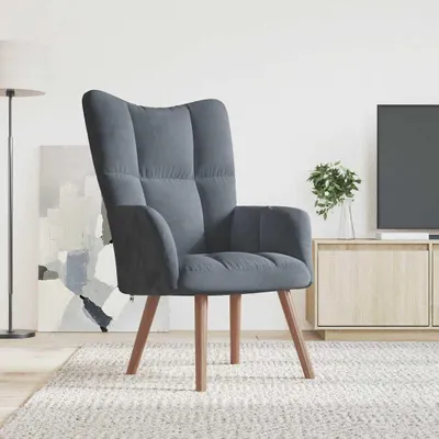 Image de vidaXL Fauteuil relax gris foncé velours