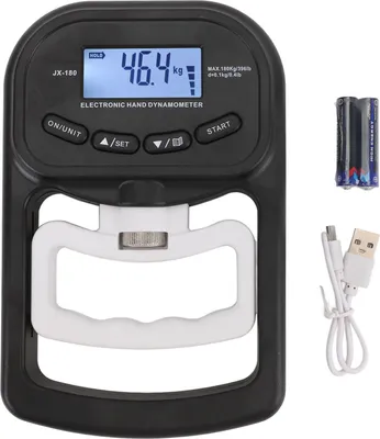 Zdjęcie produktu dla Ręczny trenażer siły o wysokiej dokładności z cyfrowym wyświetlaczem LCD 396lbs Elektroniczny dynamometr do treningu sportowego Czarny