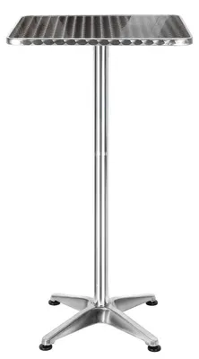 Image de Table bistrot, table d'appoint, aluminium, plateau en acier inoxydable, réglable en hauteur (70/115 cm), pour intérieur et extérieur, carrée, 60x60 cm
