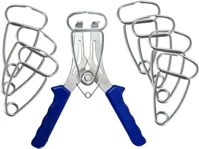 Image de Jeu de pinces à sertir, 9 pièces, en acier inoxydable, avec poignées ergonomiques, pour travaux sur le bois