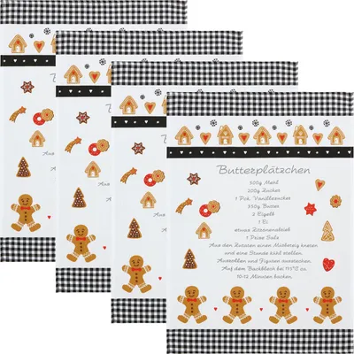 Produktbild von Erwin Müller Geschirrtuch Butterplätzchen" 4er-Pack schwarz-braun 50x70 cm"