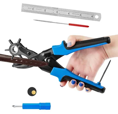 Produktbild von Lochzange für Leder mit 6 Lochgrößen 2-4,5 mm, galvanisierter Stahl