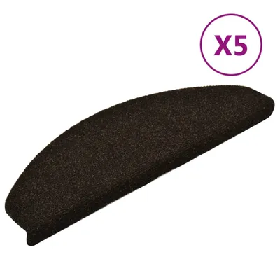 Zdjęcie produktu dla vidaXL Maty pod stopnie samoprzylepne 5 szt. 65x21x4 cm ciemnobrązowe półokrągłe duże
