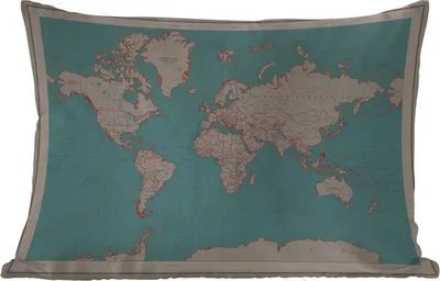 Produktbild von MuchoWow® Outdoor Kissen - Weltkarte - Vintage - Atlas - Kinder - Jungen - Mädchen - 50x30 cm - Wetterfest - Lounge Kissen - Sofa kissen - Wohnzimmer Dekoration
