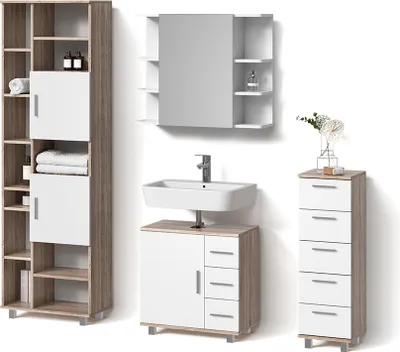 Image de Ensemble de meubles de salle de bain Livinity Eisak Sonoma 4 parties, Model 52522