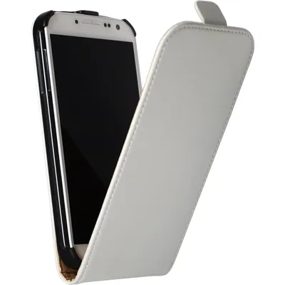 Produktbild von PhoneNatic Kunst-Lederhülle kompatibel mit Samsung Galaxy S4 - Flip-Case weiß + 2 Schutzfolien