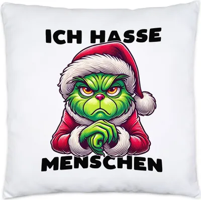 Produktbild von Ich Hasse Menschen Kissen Weihnachtsmuffel Sarkasmus Anti-Weihnachten Geschenkidee