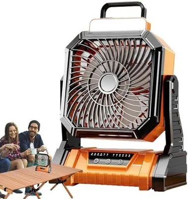 Produktbild von Tragbarer Campingventilator – persönlicher Schreibtischventilator für Camping – 4 einstellbare Geschwindigkeiten mit Licht 5400 mAh, geeignet für Innenräume, Terrasse, Schreibtisch, , Reisen