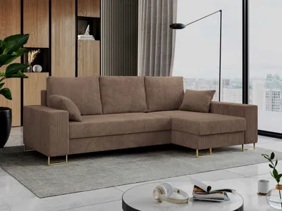 Produktbild von Ecksofa, Bettsofa, L-Form Couch mit Bettkasten - DORIAN-L - Hellbraun