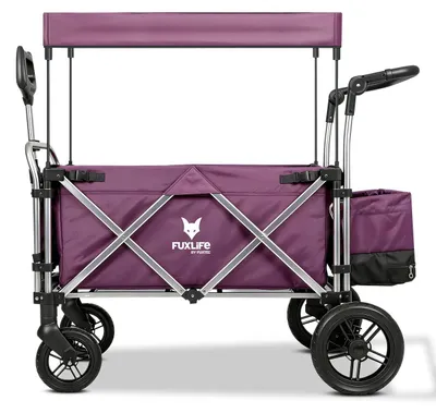 Produktbild von FUXLIFE by FUXTEC Bollerwagen FX-CTL900 Purpur - Premium faltbar  Kinder Transportwagen mit Sonnendach  5-Punkt-Gurte  klappbarer Handwagen mit Kühltasche Purpur