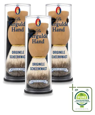 Productafbeelding van 3 x Scheerkwast "De Vergulde Hand" met houder - Grote verpakking - 3 stuks