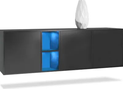 Produktbild von Vladon Kommode Cuba,  Germany, Schwarz matt/Schwarz matt - Modernes Sideboard für Ihr Wohnbereich - (BxHxT) 182x53x35 cm