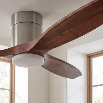 Image de Forlight - Ventilateur de plafond Stem Evo, diamètre 1320 mm, moteur DC silencieux, 30W + 20W LED, LED intégrées, température de couleur réglable (CCT) : 3000K - 4000K - 5000K, variateur intégré, pales en bois foncé