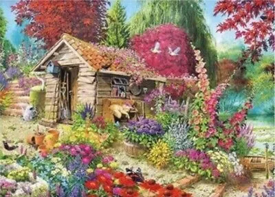 Produktbild von 50x40 cm Malen nach zahlen Set mit Holzrahmen Bunter Garten