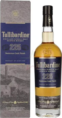 Obrázok produktu pre Tullibardine 225, whisky škótskej výroby typu Single Malt, z oblasti Highlands, s dochuťou Sauternes, 43 %, objem 0,70 litra.