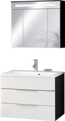 Produktbild von Fackelmann KARA Badmöbel Set 3-teilig, 80 cm, Anthrazit/Weiß, Gussmarmor, 2 Schubladen