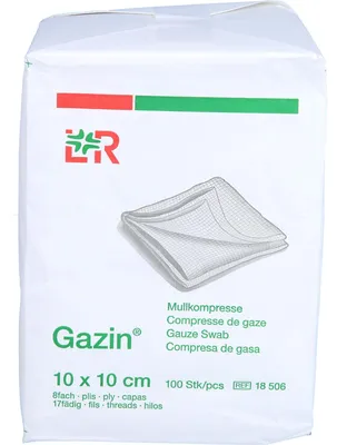 Produktbild von Gazin Mullkompresse 10 cm x 10 cm steril 8fach, 100 St. Kompressen