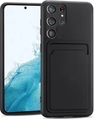 Obrázek produktu pro Pouzdro na mobilní telefon pro Samsung Galaxy S22 Ultra cover silikonový ochranný kryt se slotem na kartu Slim Wallet Case, černé