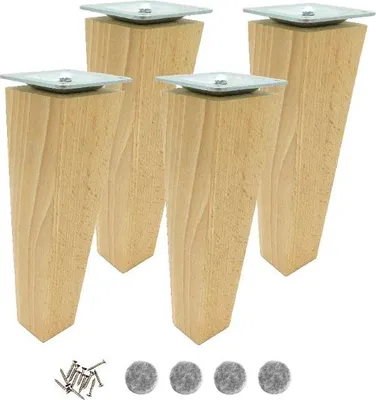 Produktbild von Beine aus Buchenholz, 18 cm – Trapezform, Naturlack, mit Montageset