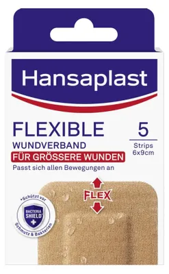 Imagen del producto de Hansaplast 48829 Hansaplast Wundverband Pflaster FLEXIBLE 48829 mittelbeige 60 x 90 mm, 5 St.