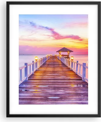 Produktbild von Gerahmtes Poster - Schwarzer Rahmen - Sonnenuntergang Wasser Brücke Horizont - 40x50 cm - Wand Bild - Wanddeko - Wandbilder - Wandposter - Bilderrahmen - Bilder - Kunstdruck - P2BPA40x50-2515