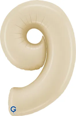 Produktbild von Riesenzahl Folienballon 40"/102cm | Satin Cream Zahl: 9