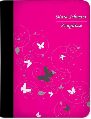Produktbild von Zeugnismappe, Dokumentenmappe, Ordner A4, Schmetterling Pink mit Klarsichthüllen