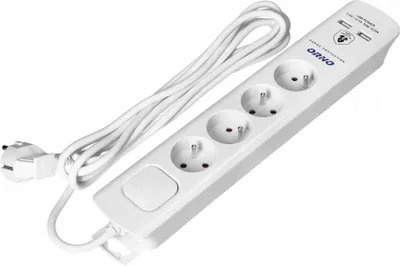 Produktbild von Orno | Steckdosenleiste OR-AE-13243 - 3 m - Weiß - 4 Steckdosen - Überspannungsschutz - USB-Ladeanschlüsse