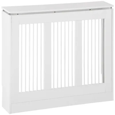 Produktbild von HOMCOM Weiße Heizkörperabdeckung, 90 x 18 x 84 cm, MDF-Heizkörperabdeckung, modernes Design, vertikales Heizkörperregal für Wohnzimmer, Schlafzimmer