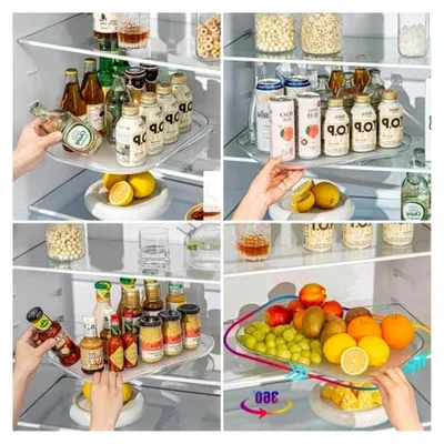 Produktbild von Drehbarer Tisch-Organizer für Kühlschrank, klar, für Gewürze und mehr (L)