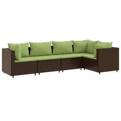 Produktbild von 5-tlg. Garten-Lounge-Set mit Kissen Braun Poly Rattan
