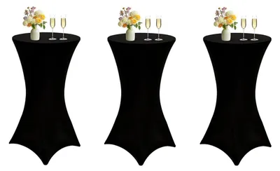 Productafbeelding van Tafelhoezen, set van 3, zwart, 70x110 cm, Elasthan stretchstof