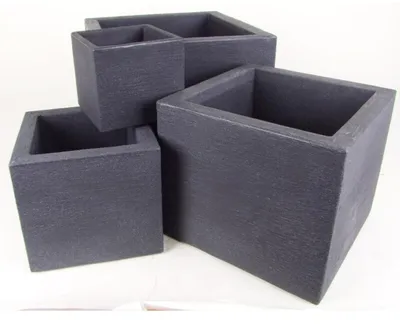 Image de Lot de 4 jardinières « Kubus » - cache-pots - pot de fleurs 50 cm en plastique