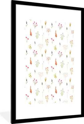 Produktbild von MuchoWow® MuchoWow® Gerahmtes Poster Blumen - Pastell - Muster 60x90 cm - Poster mit zchwarzem Bilderrahmen - Dekoration - Wandposter Wohnzimmer - Hochwertig