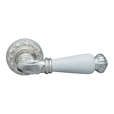 Produktbild von Türgriff Garnitur Keramik Weiß Klassisch  Türdrücker Set Rosette Rund Zamak Innentür BB PZ WC  GR GAVROCHE