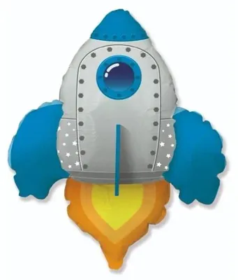 Image de Ballon en aluminium bleu en forme de fusée, 60 cm - Flexmetal
