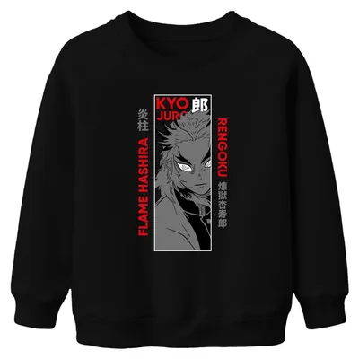 Zdjęcie produktu dla Kyojuro Rengoku Flame Hashira Kimetsu no Yaiba Anime Gift Uni  Bluza dziecięca, Czarny, 128