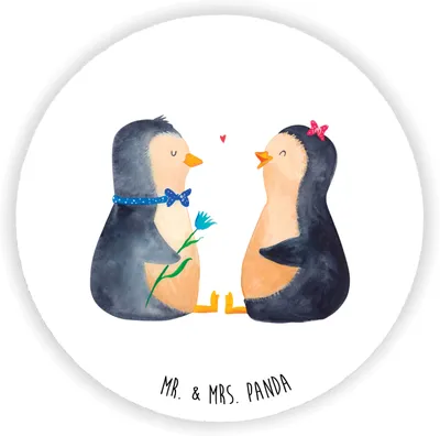 Produktbild von Mr. & Mrs. Panda magnet Pinguin Pärchen - Weiß - Geschenk, Liebe, Hochzeit, zettelhalter, Hochzeitsgeschenk, Verknallt, Kühlschrankmagnet, Kühlschrank, rundmagnet, für