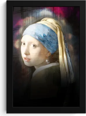 Produktbild von MuchoWow® MuchoWow® Gerahmtes Poster Mädchen mit Perlenohrring - Johannes Vermeer - Ölgemälde 20x30 cm - Poster mit zchwarzem Bilderrahmen - Drucken - Bilder Poster im Rahmen