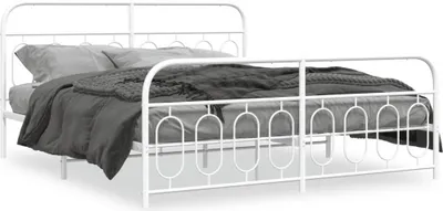 Obrázek produktu pro vidaXL Postel s čelem a nohou kovová bílá 193x203 cm