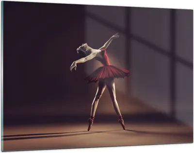 Produktbild von Bilder auf glas - Einteilig - Ballerina Rot Kleid - 120x80cm - Glasbilder - Wandbilder - Bilder - zum Aufhängen bereit - Wanddekoration aus Glas - Glas Bilder - Wandbild auf Glas - GAA120x80-4336